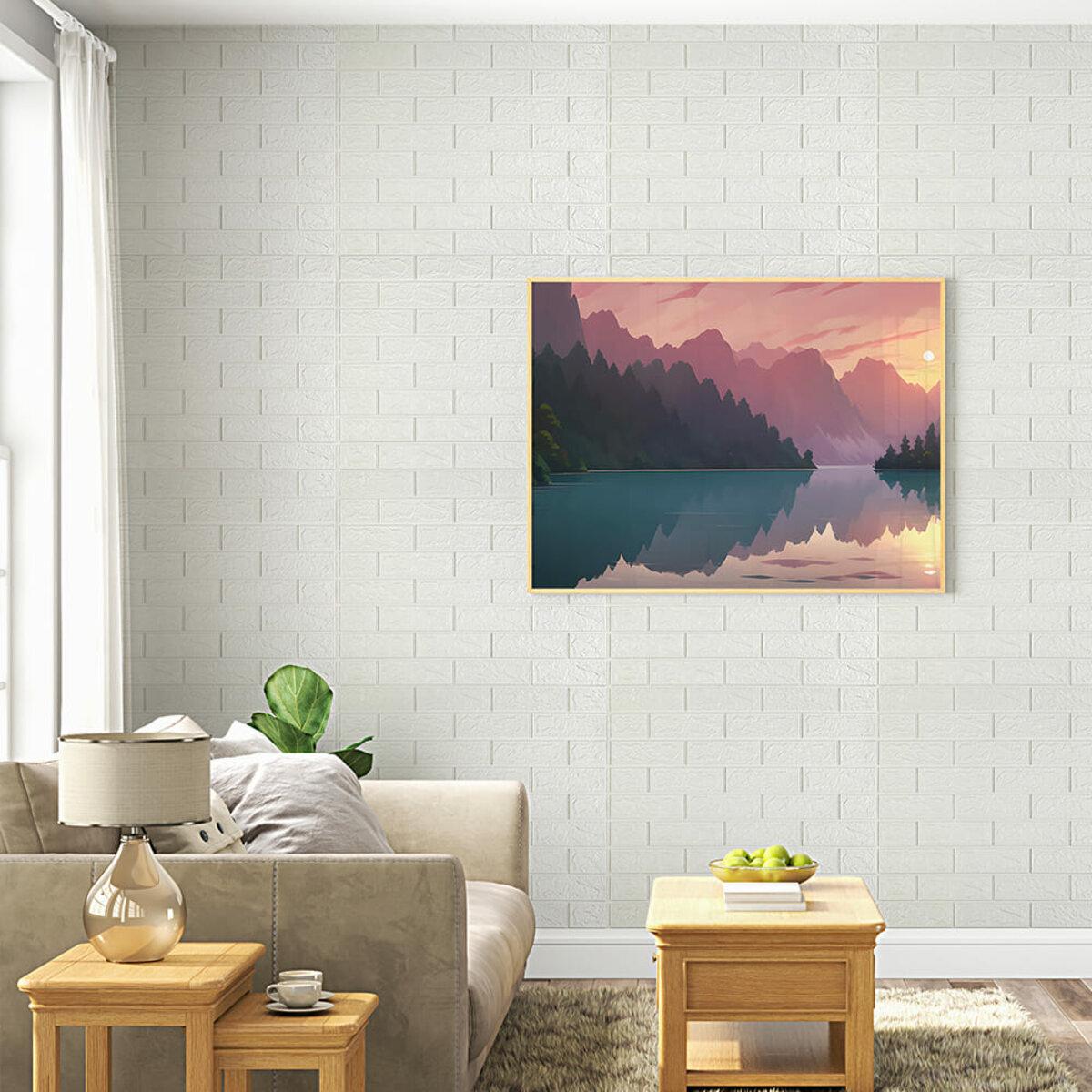 самоклеящиеся 3D панели кирпич белый в интерьере — декоративная панель из полипропилена