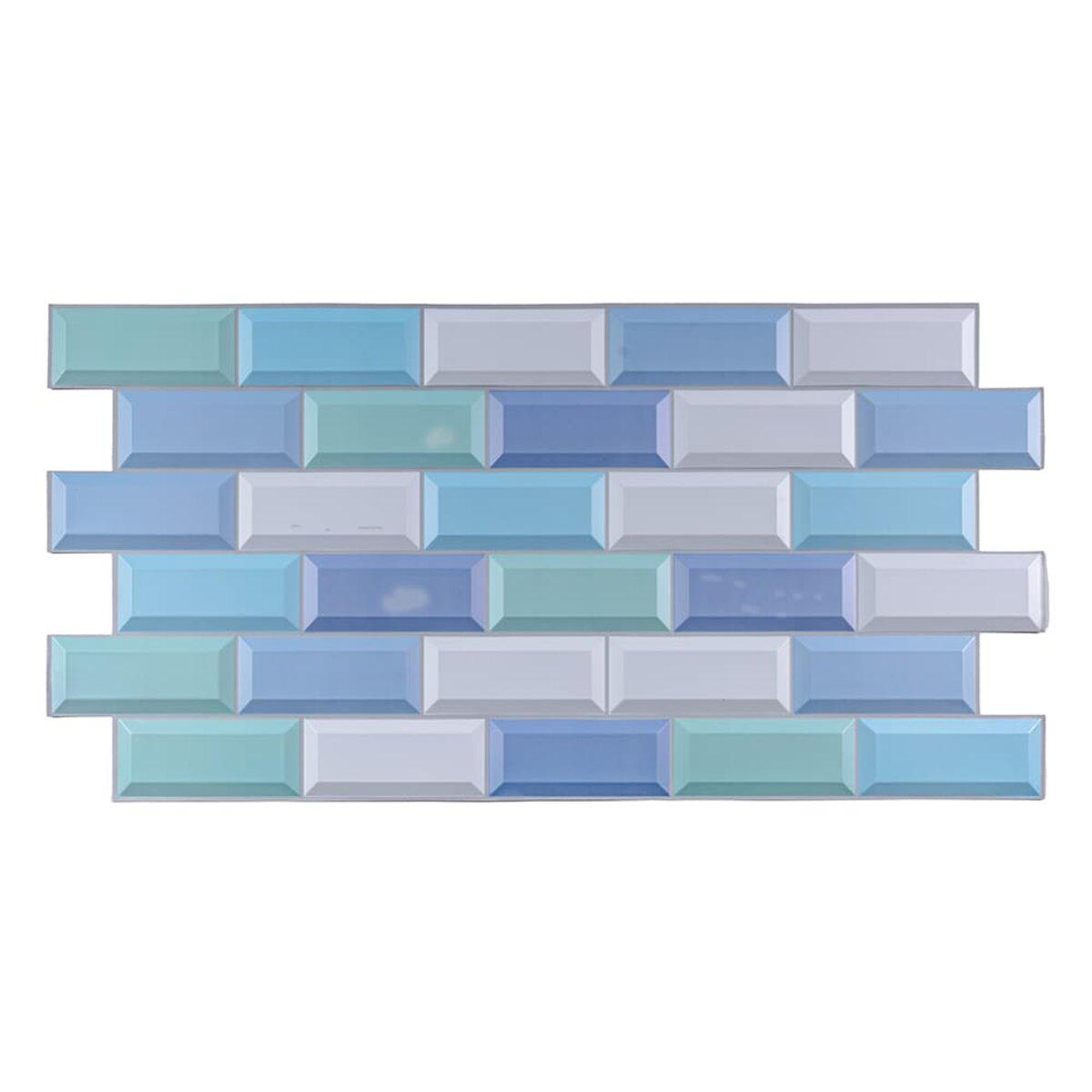Декоративные ПВХ панели для стен 960x480 мм мозаичный узор голубые оттенки, панель 4 мм