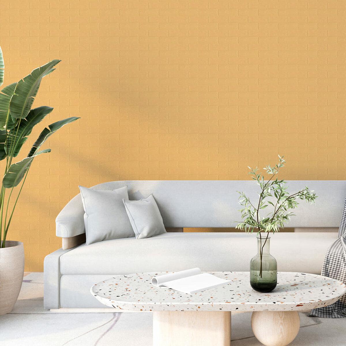 самоклеящиеся 3D панели кирпич песочный в интерьере 700x770 3 мм