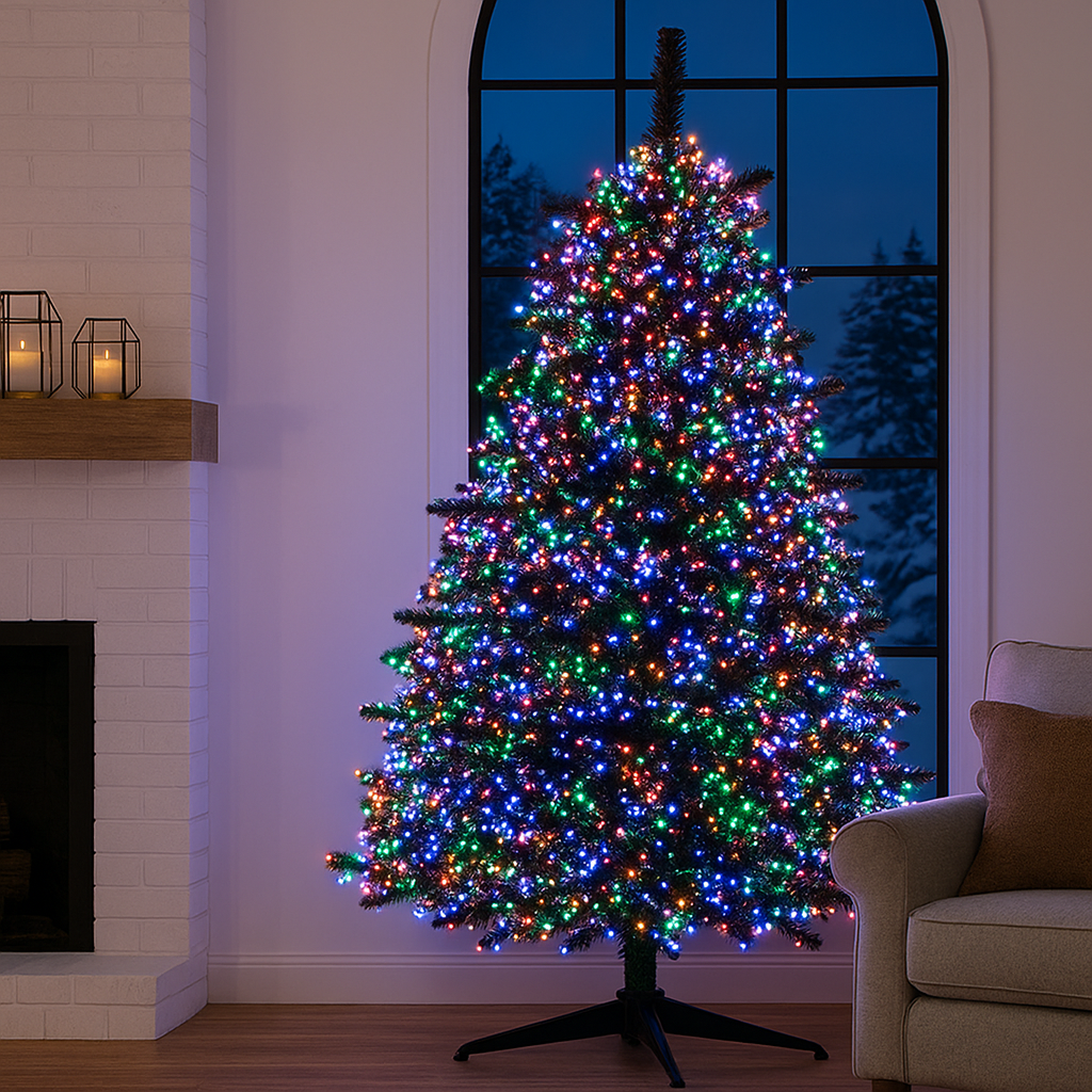 гирлянда для большой ёлки 1500 LED — новогодняя гирлянда хвойная лапа в интерьере