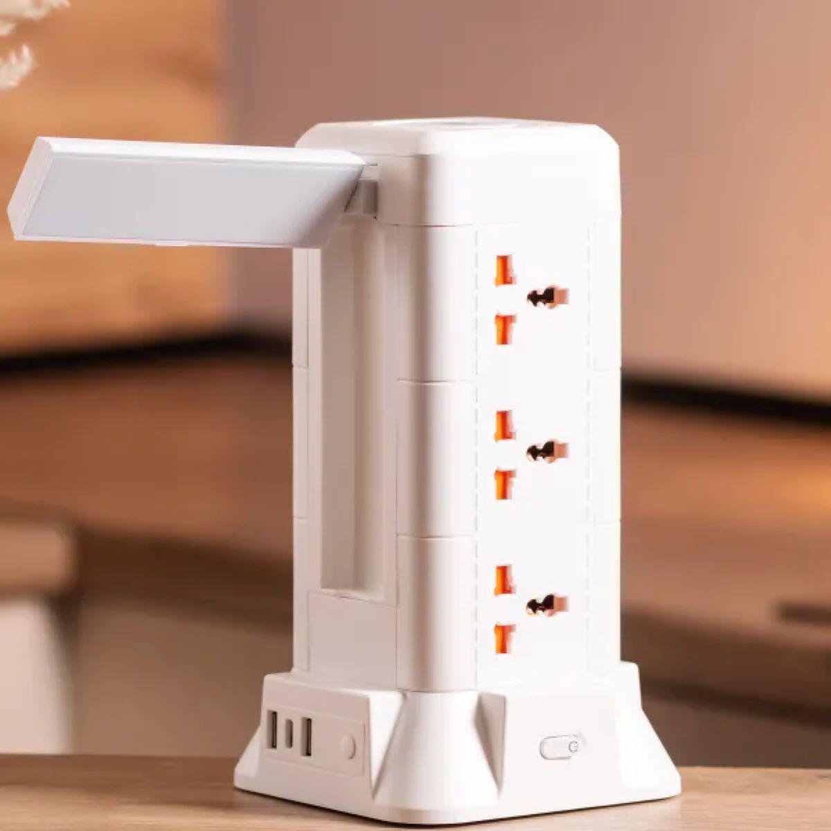 Вертикальний мережевий фільтр HP B22 на 9 універсальних розеток з USB, Type-C та відкидною лампою