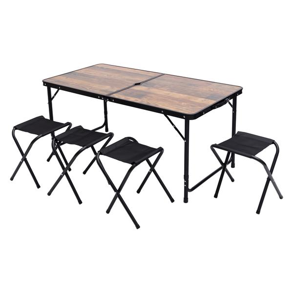 Складной стол и 4 стула для кемпинга — портативный туристический стол на 4 человека