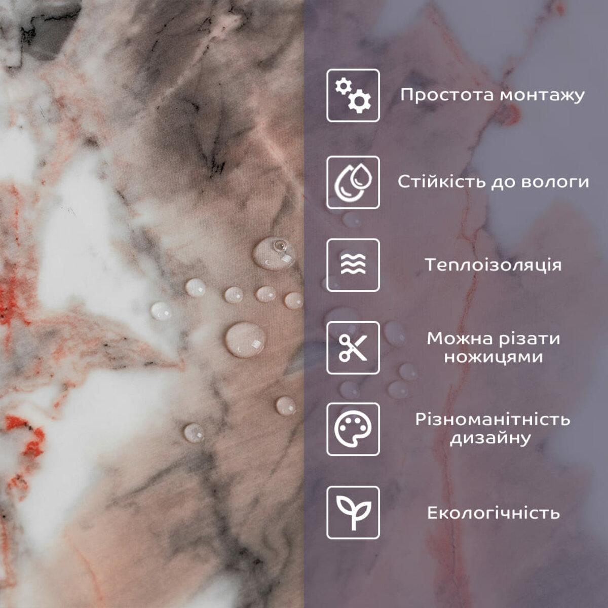 Самоклеюча настінна плитка під мармур у спальні на стіні біля ліжка