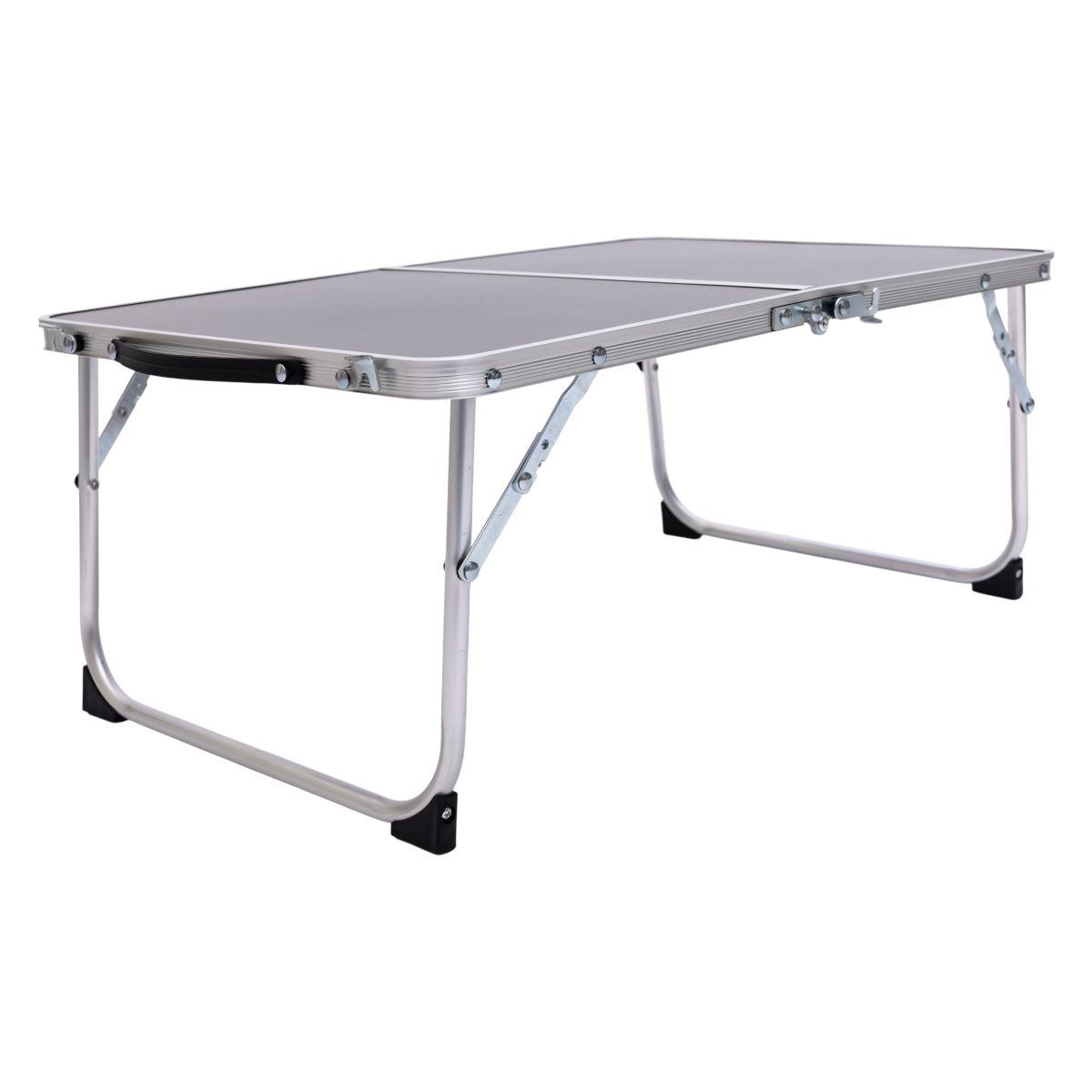 портативный стол для кемпинга с алюминиевым каркасом и влагостойкой столешницей, вид в разложенном виде