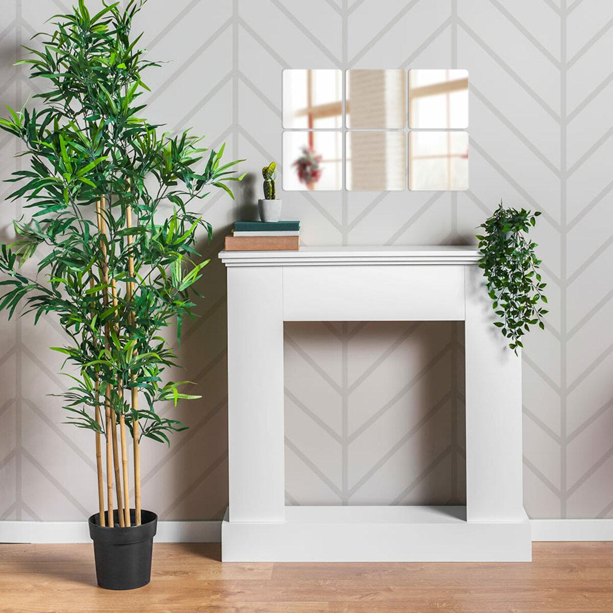 зеркальные акриловые наклейки 200x200 в интерьере гостиной — самоклеящиеся зеркальные квадраты