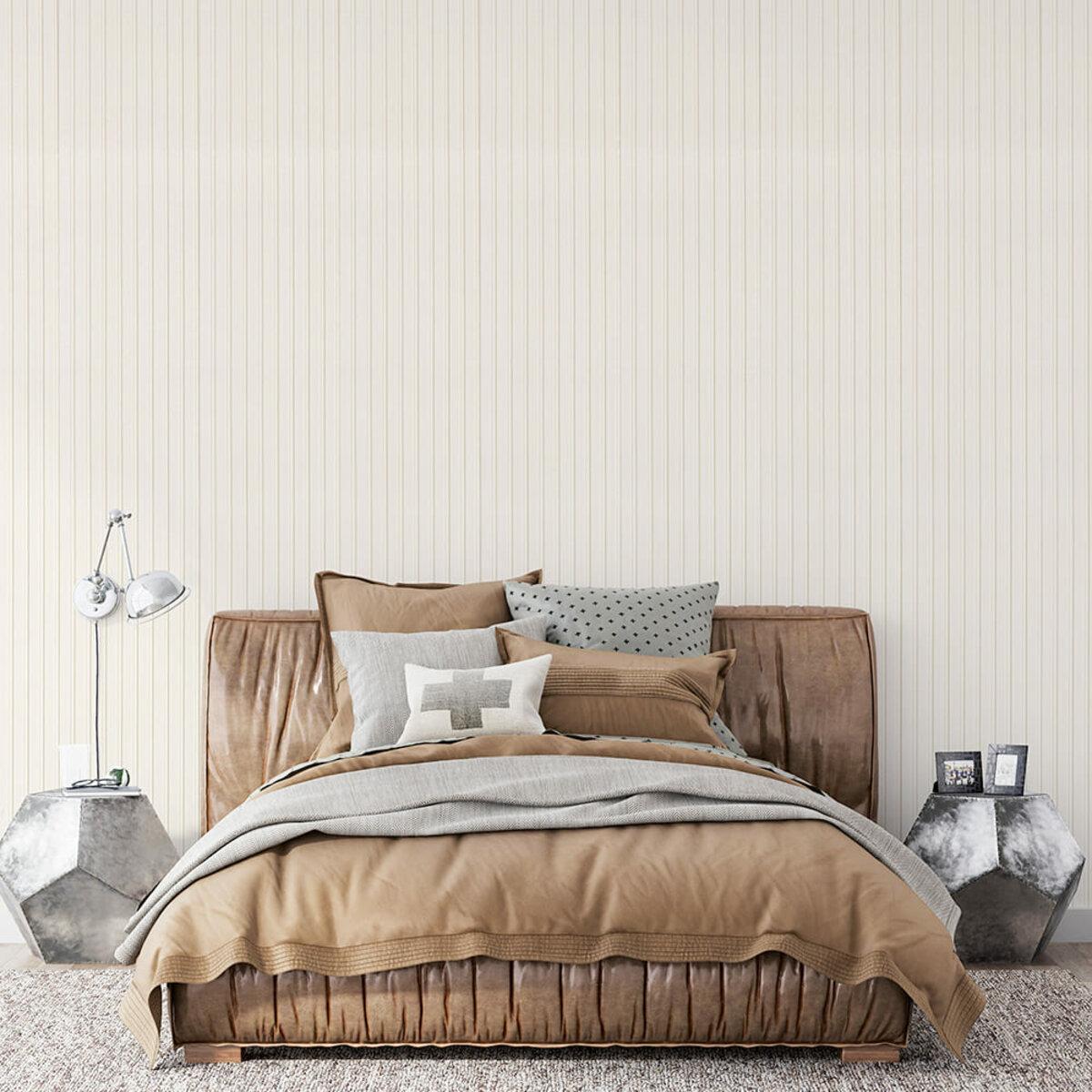 Белые самоклеящиеся 3D панели-рейки 2900×350 мм в интерьере, самоклеящиеся 3D панели для стен