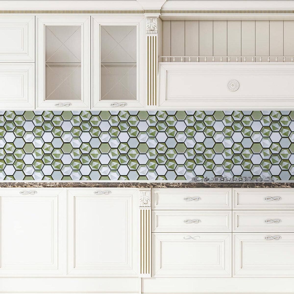 Декоративные панели соты для кухни — ПВХ плитка на самоклейке, интерьерный фартук