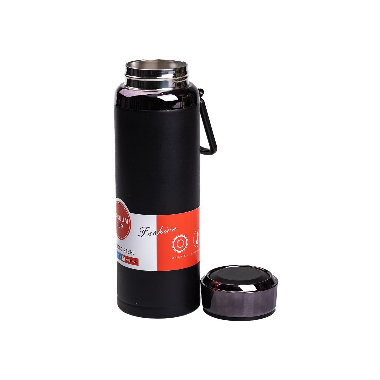 Стальной термос 1 л черный с крышкой снятой — термос из нержавеющей стали 1000 мл для напитков