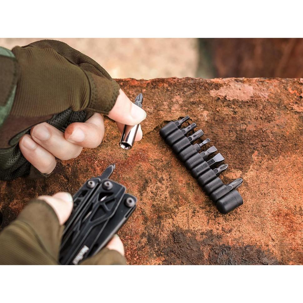мультитул NexTool Black Knight с набором бит на камне, мультитул с набором бит для туризма