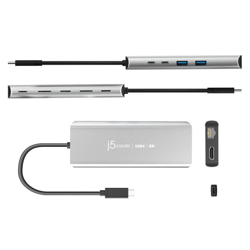 Алюмінієвий USB4 хаб J5create JCD403-N 6-в-1 з портами USB-C, USB-A, HDMI 8K і RJ45 2.5G