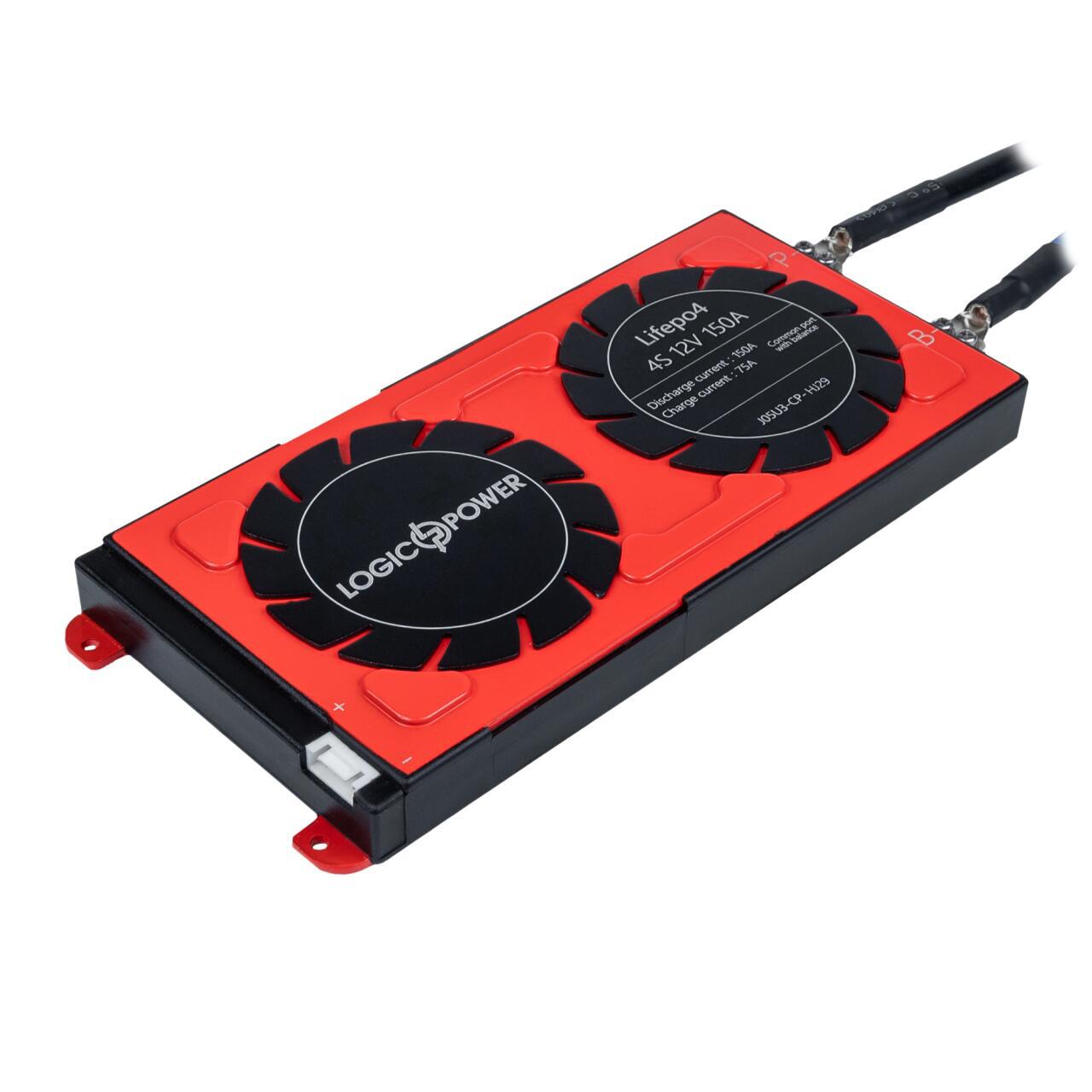 BMS плата LogicPower LiFePO4 12V 4S з силовими підключеннями та маркуванням струмів