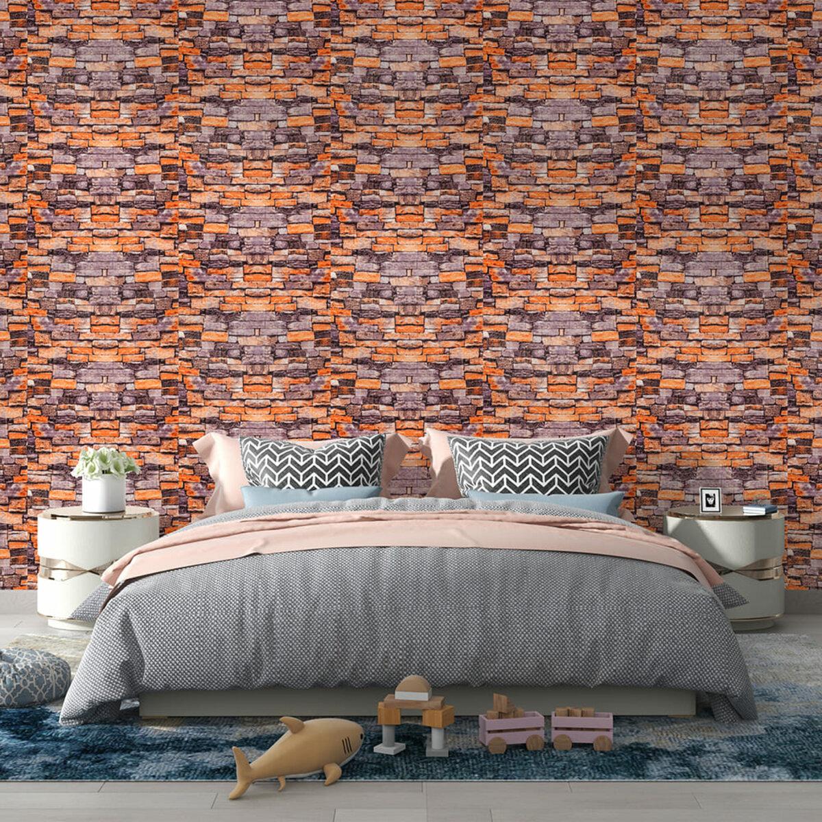 панели под кирпич в рулоне в интерьере, 3080x700 мм — декоративная 3D панель песчаник
