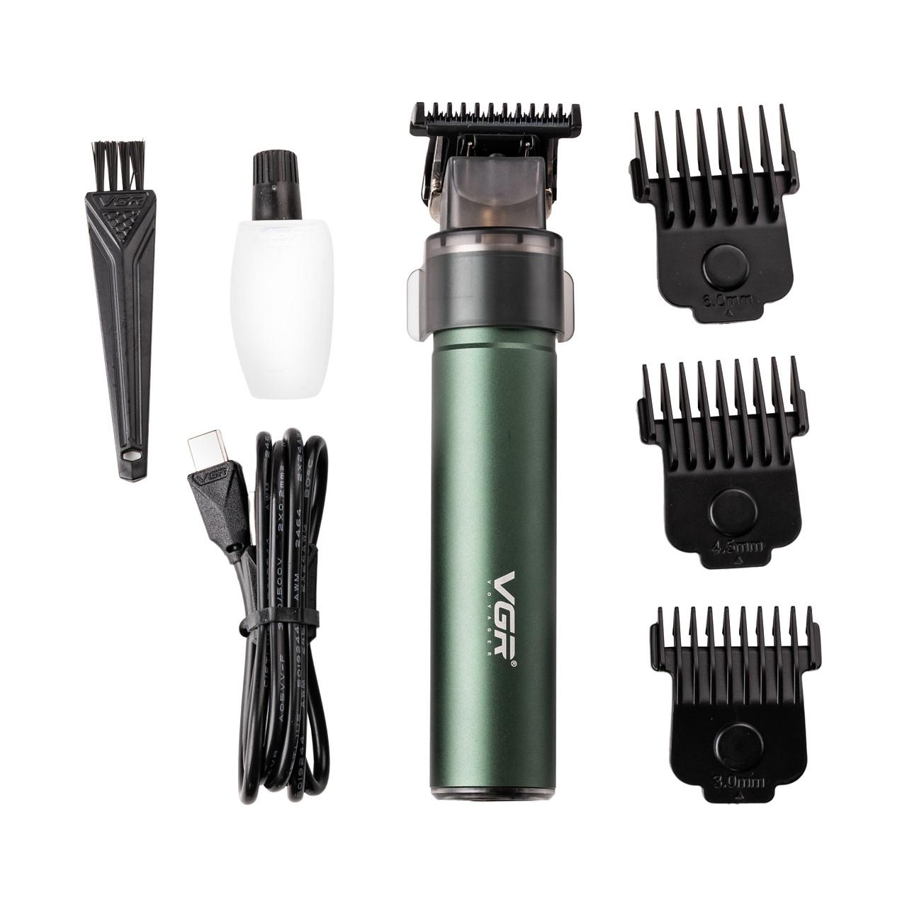 триммер с магнитными насадками — комплект: насадки 1.5/3/4.5/6 мм, щётка, масло, USB‑C