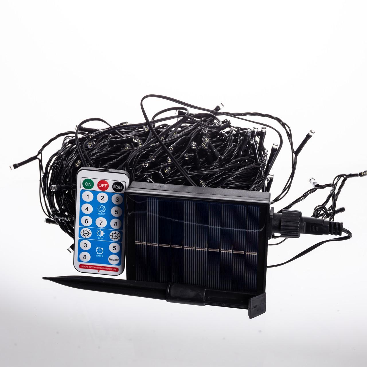 солнечная панель и пульт дистанционного управления для гирлянды 300 LED, белое светодиодное освещение