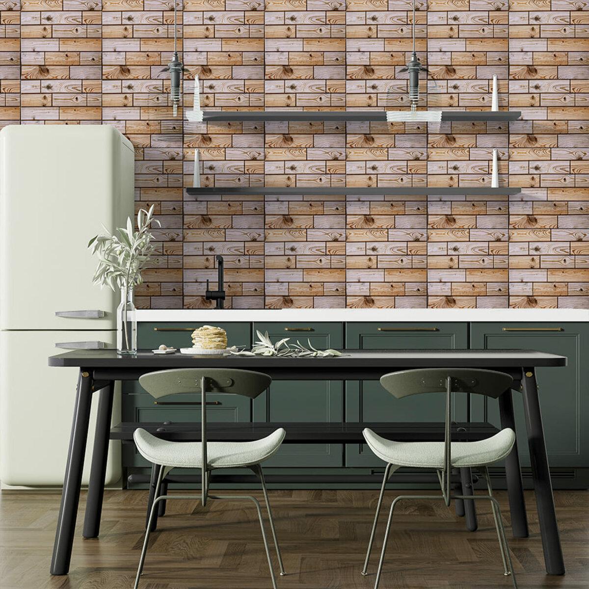 Декоративная ПВХ плитка карамельная в интерьере — самоклеящаяся плитка под дерево