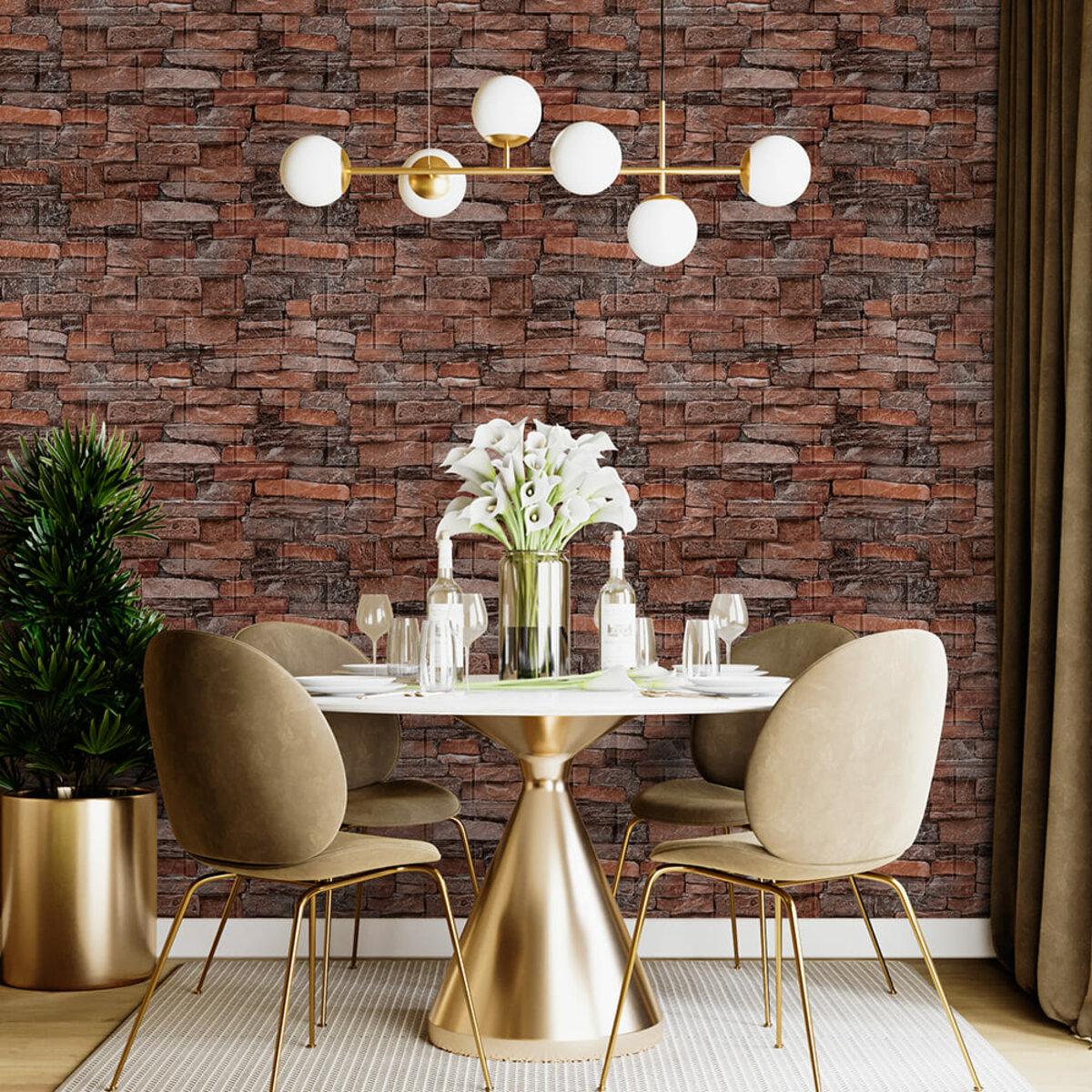 3D панели под кирпич на стену — интерьерная установка панели красный кирпич 700x770 мм