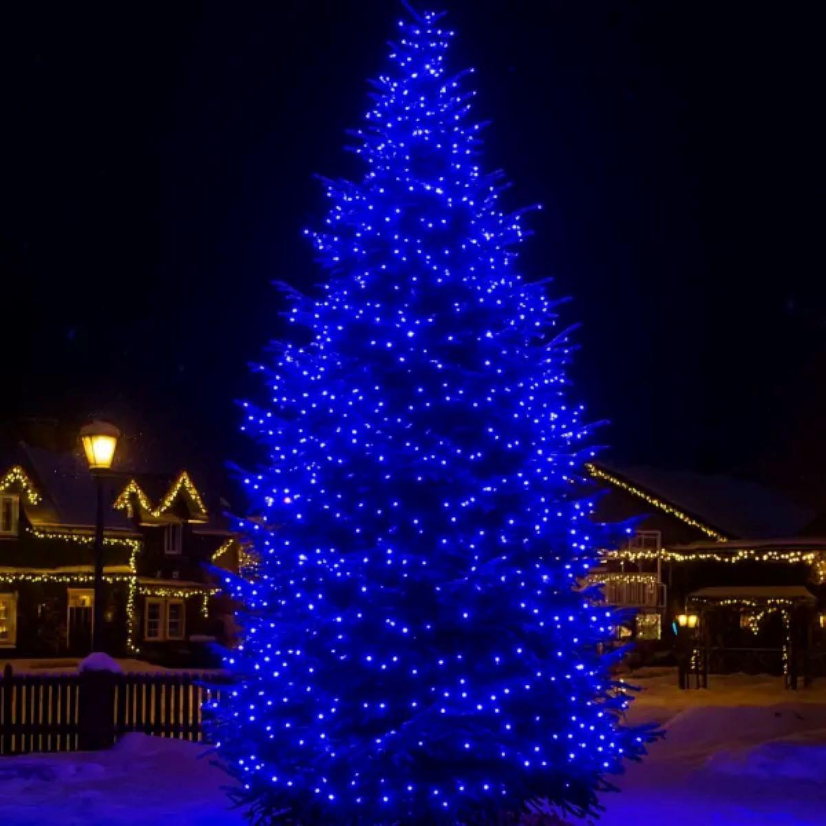 Уличная гирлянда 50 м 500 LED — синяя подсветка ели и фасада
