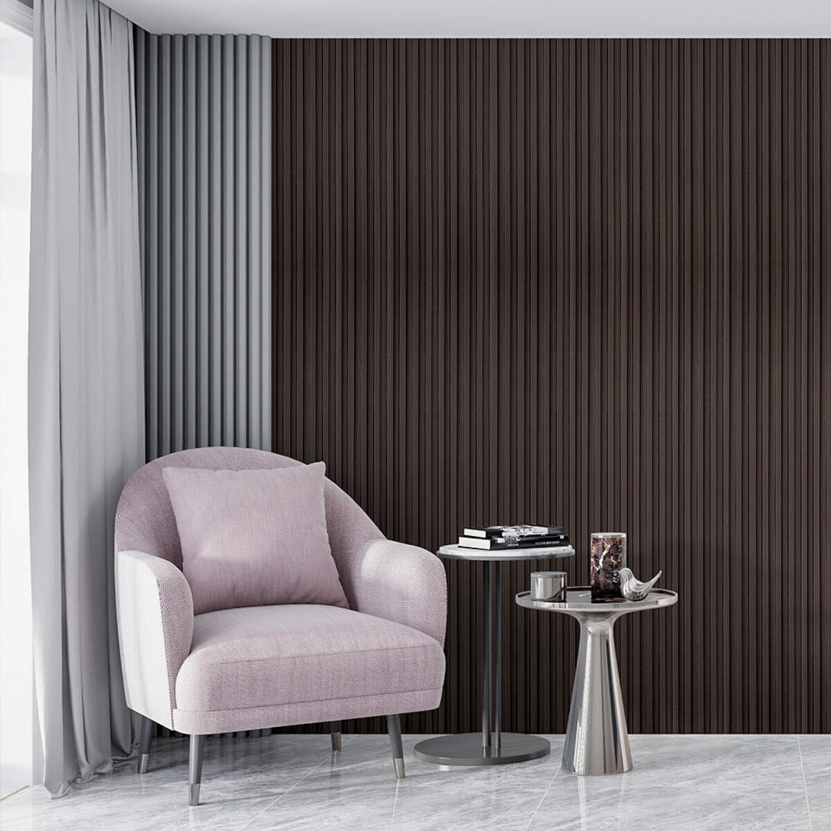 WPC стеновые рейки венге в интерьере - панели WPC под дерево для стен