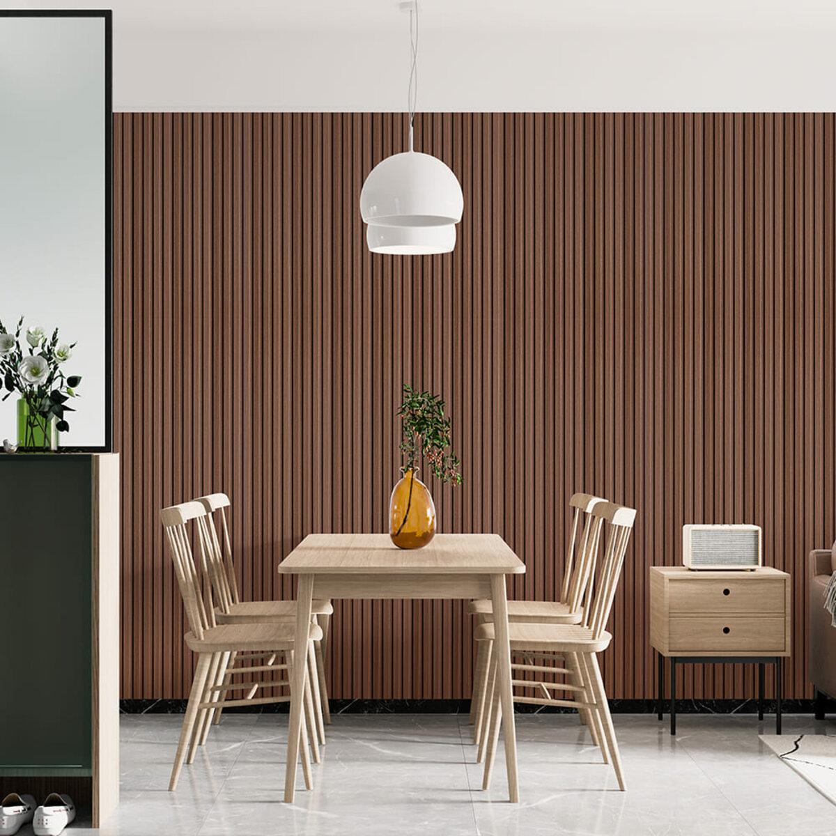 панели WPC для стен капучино в интерьере — декоративная рейка под дерево