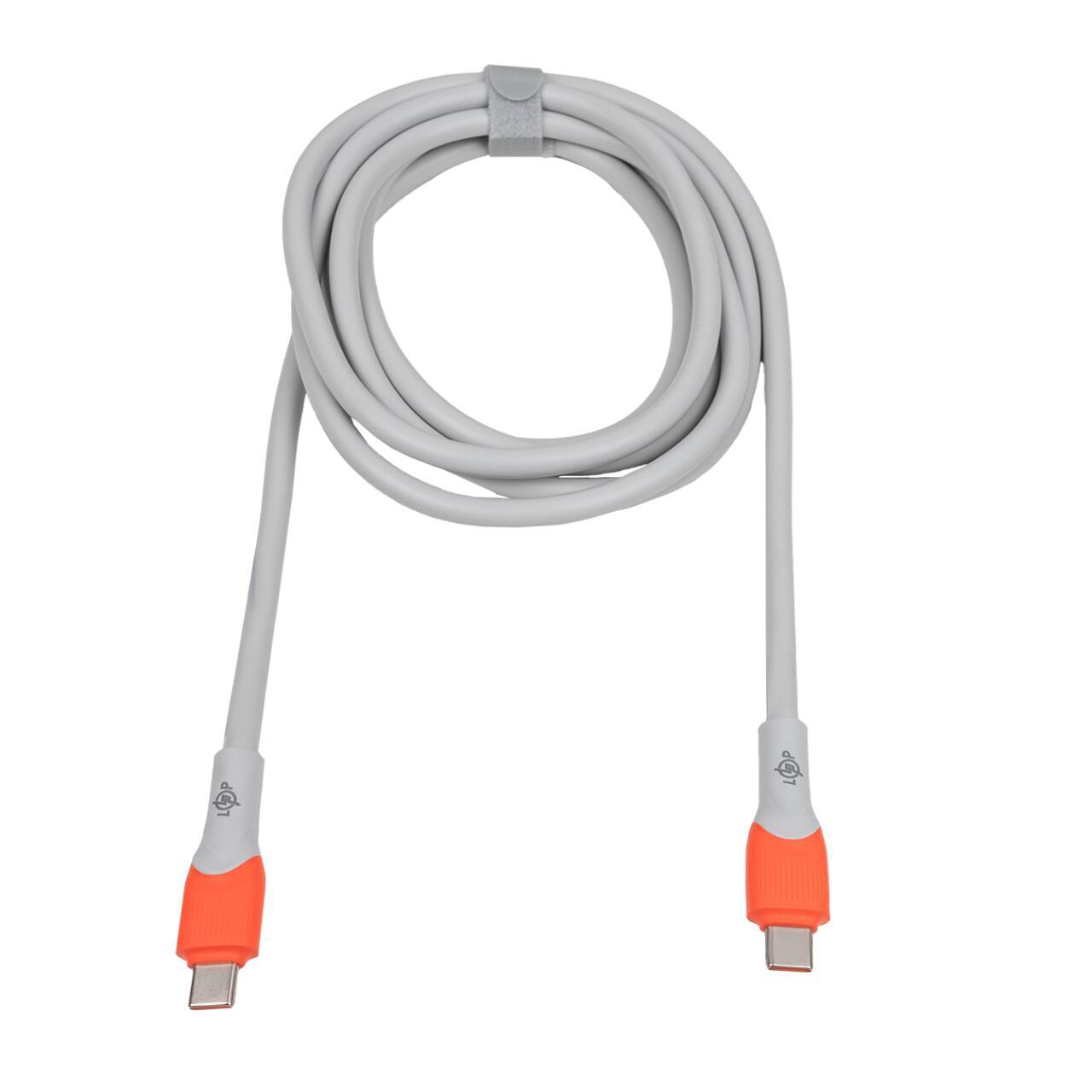 Шнур USB-C USB-C LogicPower 2 м у сірому кольорі для швидкого заряджання пристроїв