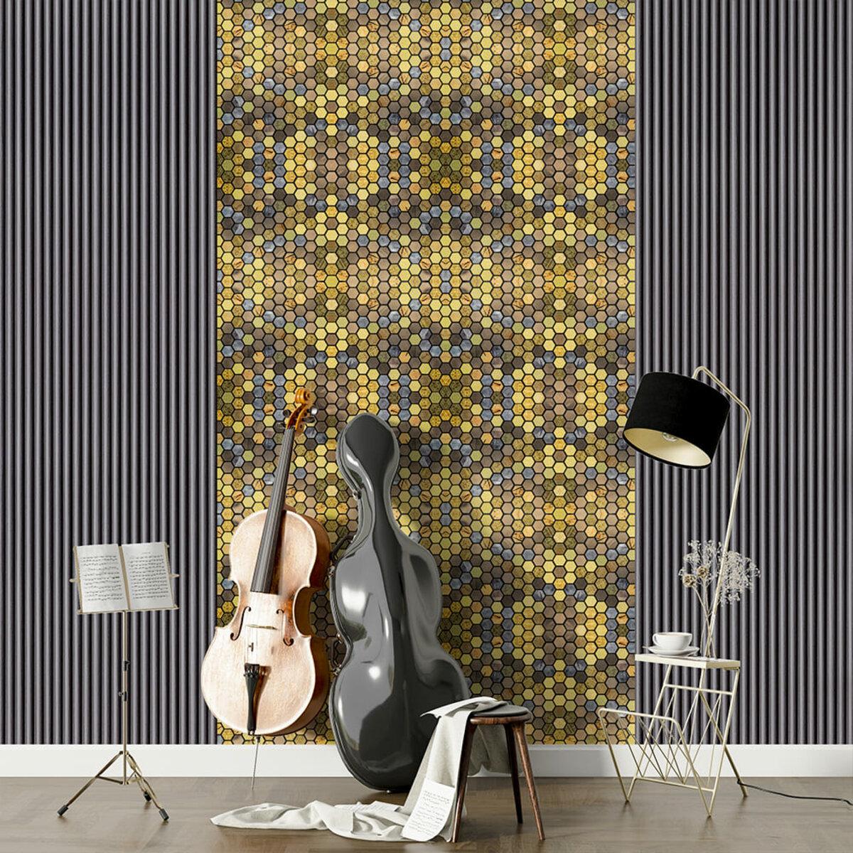 декоративная самоклеящаяся алюминиевая плитка 300x300 с 3D фактурой в интерьере