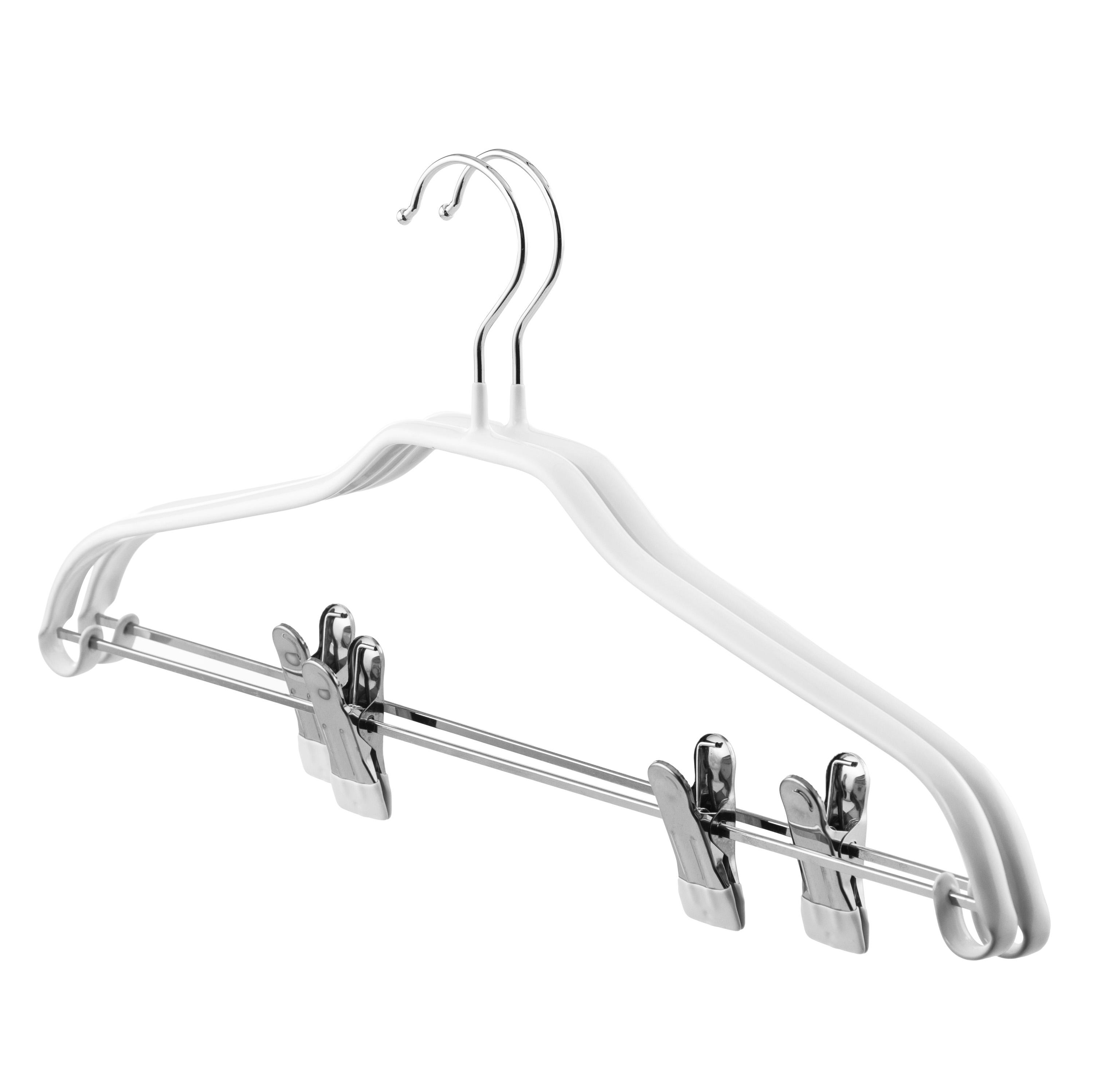 Металлические вешалки с прищепками 42 см белого цвета для хранения юбок и брюк