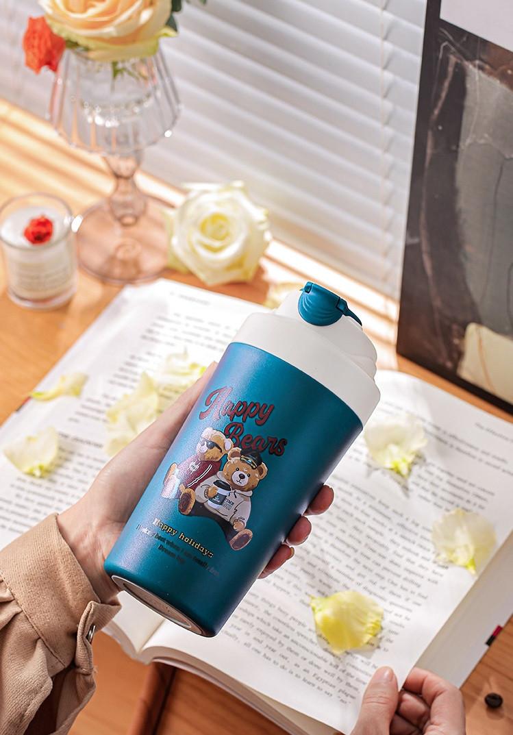 путевая термокружка с защитной крышкой зелёная термочашка с рисунком 480 мл — удобный размер для дороги