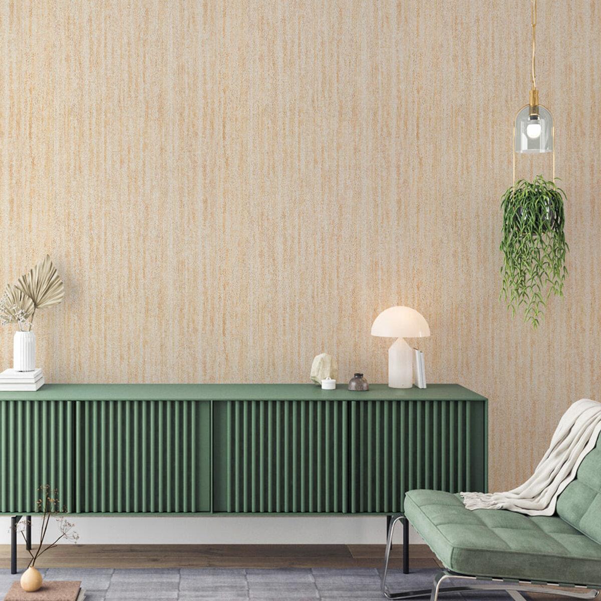 Пісочна гнучка штукатурка в інтер'єрі вітальні з виразною текстурою настінного покриття