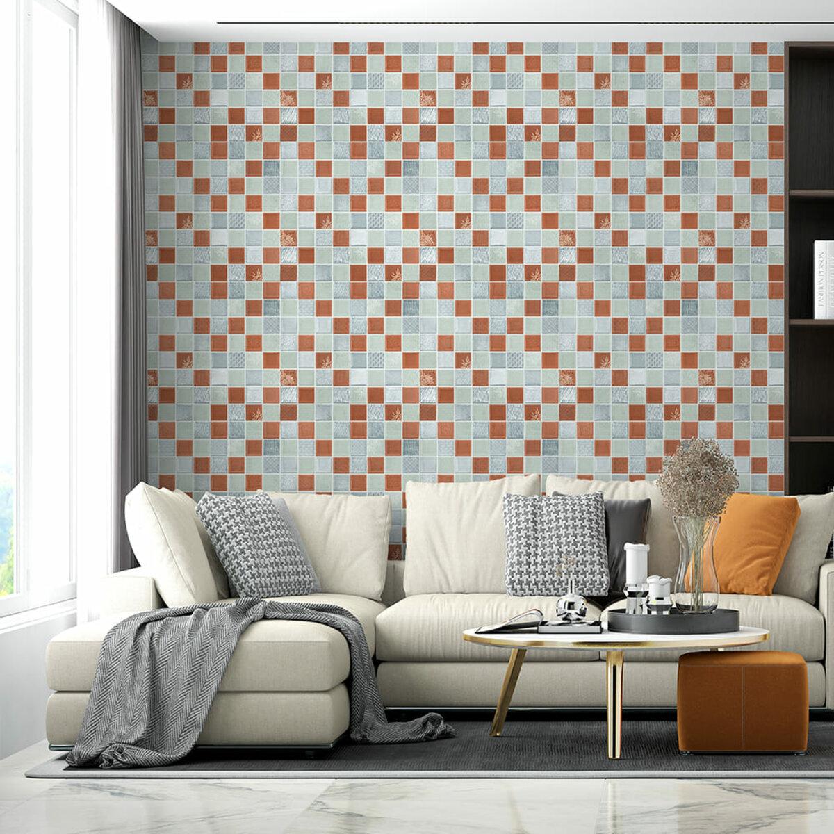 3D декоративная панель для интерьера — мозаика коричневая 700x700, самоклеящаяся панель в интерьере