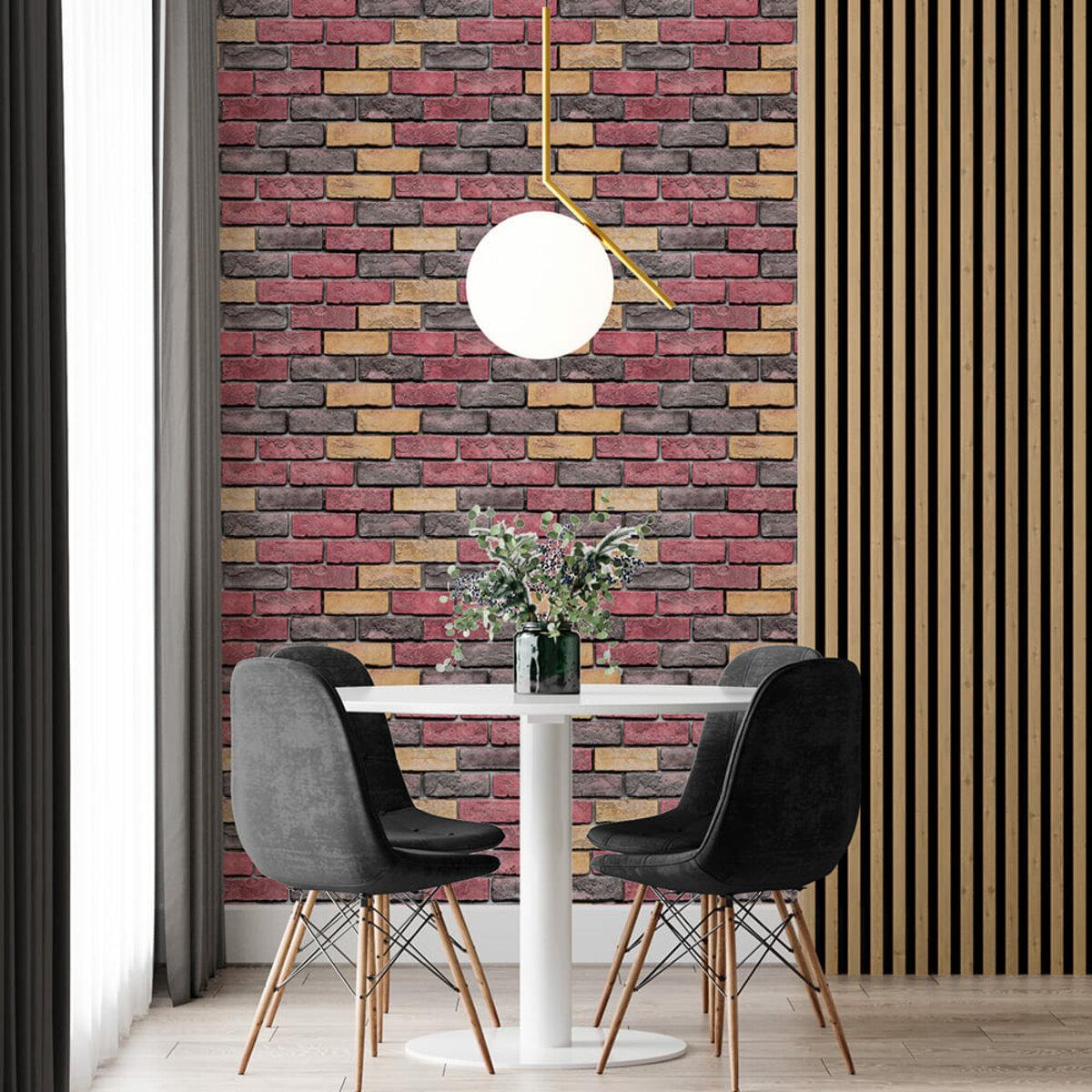 Рулон самоклеящихся обоев красный кирпич в интерьере — декоративные теплоизоляционные рулонные обои