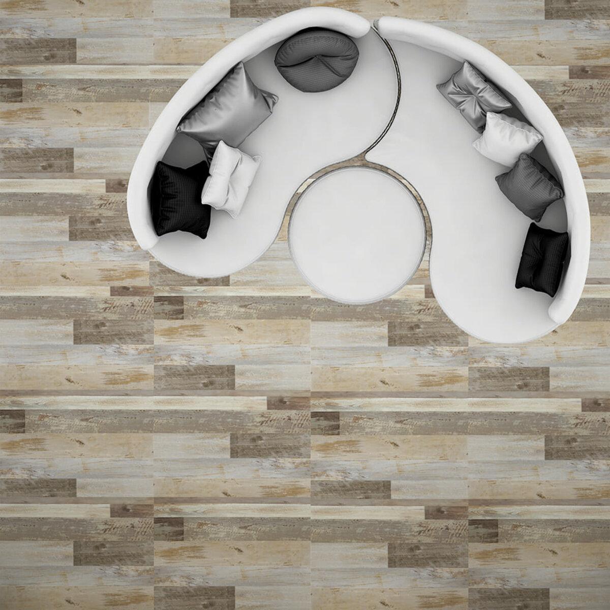 Виниловая плитка мозаика светлая в интерьере ванной, самоклеящаяся ПВХ плитка под ламинат 152x914 мм