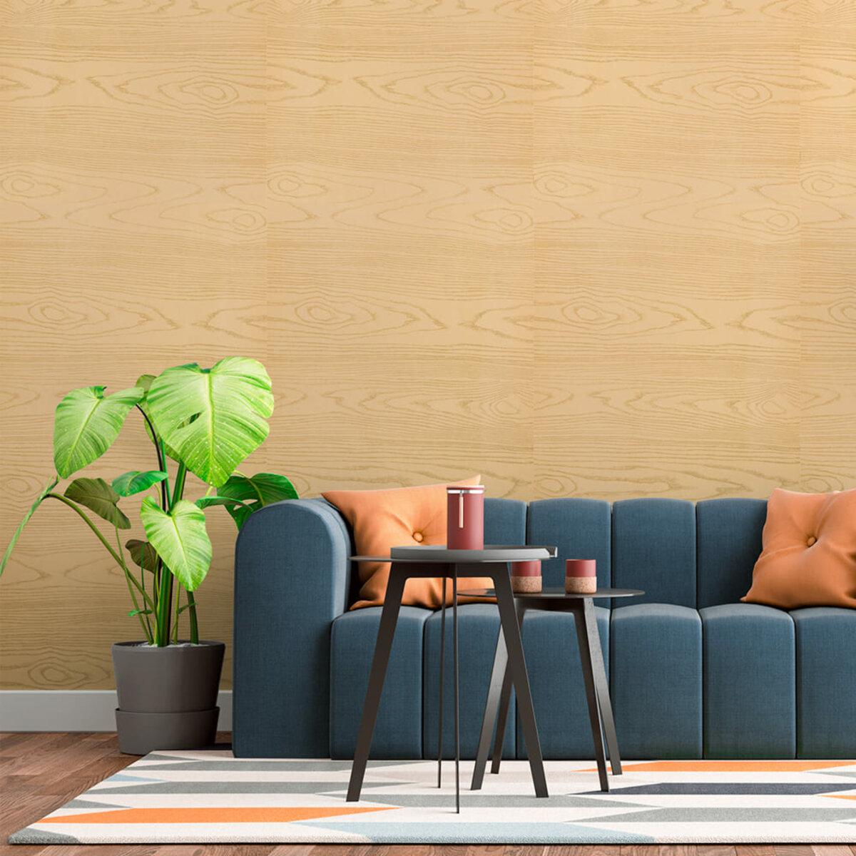 рулонная самоклеящаяся PET плитка под дерево в интерьере 600х3000мм