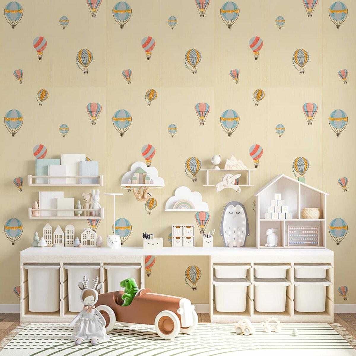 Объёмные 3D панели для стен — панель 700×700 с рисунком воздушные шары в интерьере детской