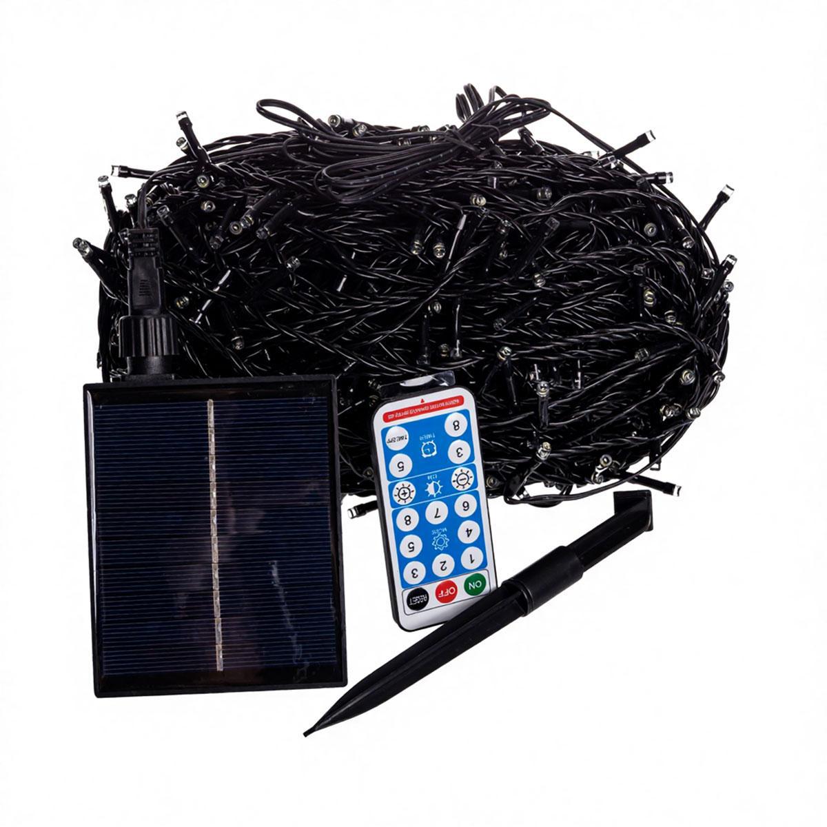 Комплект гирлянды 1000 LED с солнечной панелью и пультом — питание от солнечной батареи