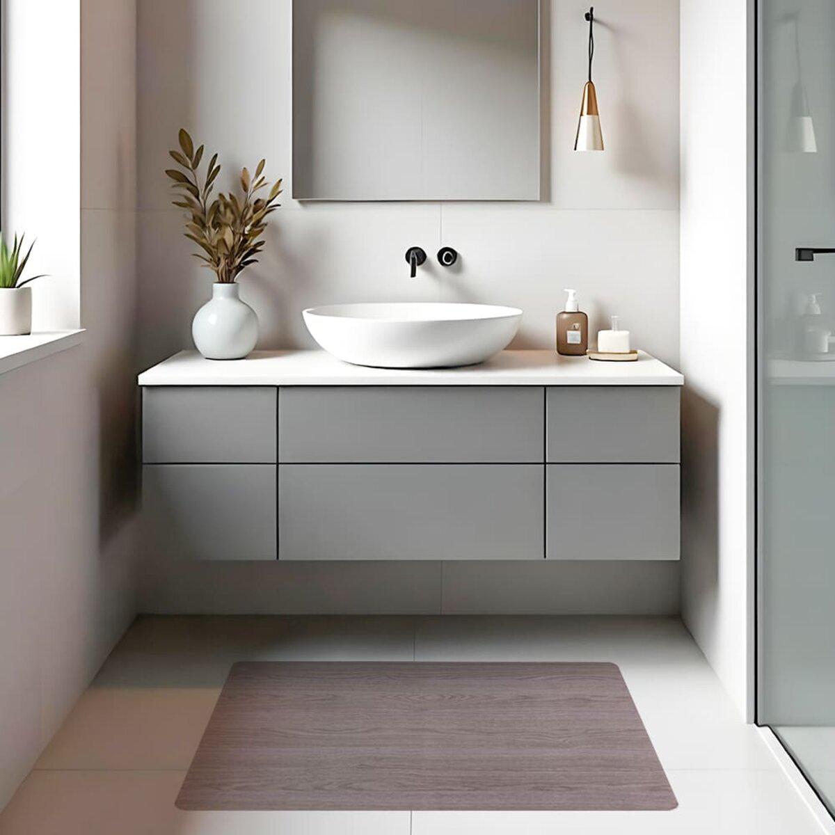 влагопоглощающий коврик для ванной 50x80 в интерьере, быстросохнущий коврик