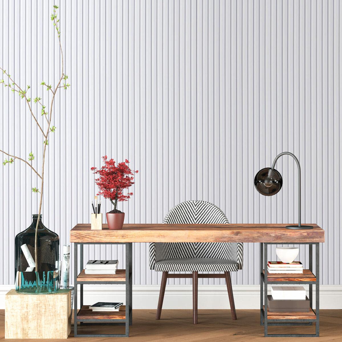 Стеновая рейка WPC белая в интерьере, декоративная отделка стен 3000x150 мм