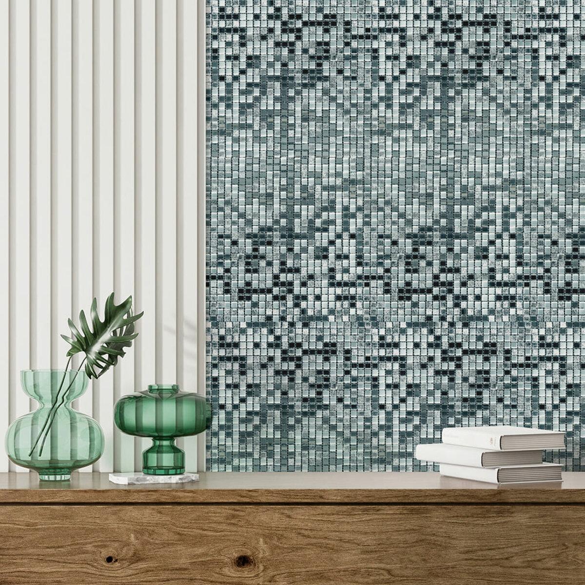 Зеркальная стеклянная мозаика для стен 298×298 мм в интерьере — декоративный акцент в ванной и кухне