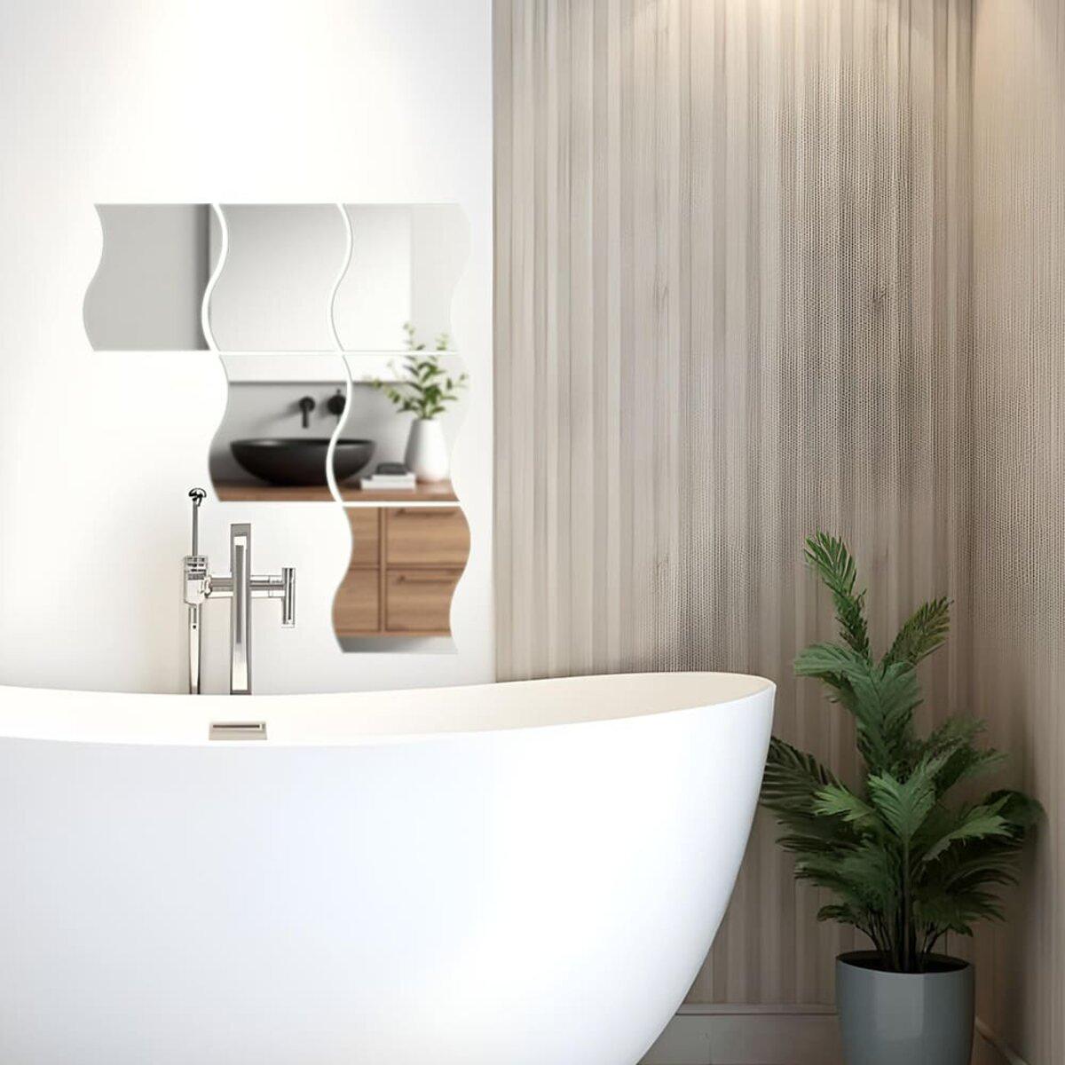 самоклеящиеся акриловые зеркала для ванной 140x190 мм — декоративные зеркальные наклейки