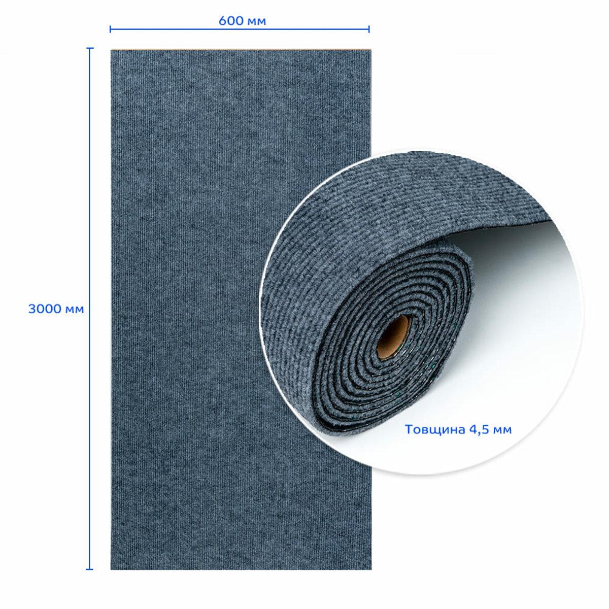 Самоклеюча ковролінова плитка в рулоні сірого кольору, будова шарів і клейова основа