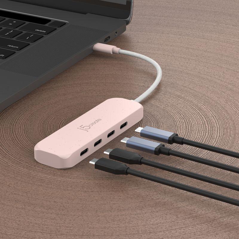 USB-C хаб j5create JCH345ER-N на 4 порти для підключення аксесуарів до ноутбука