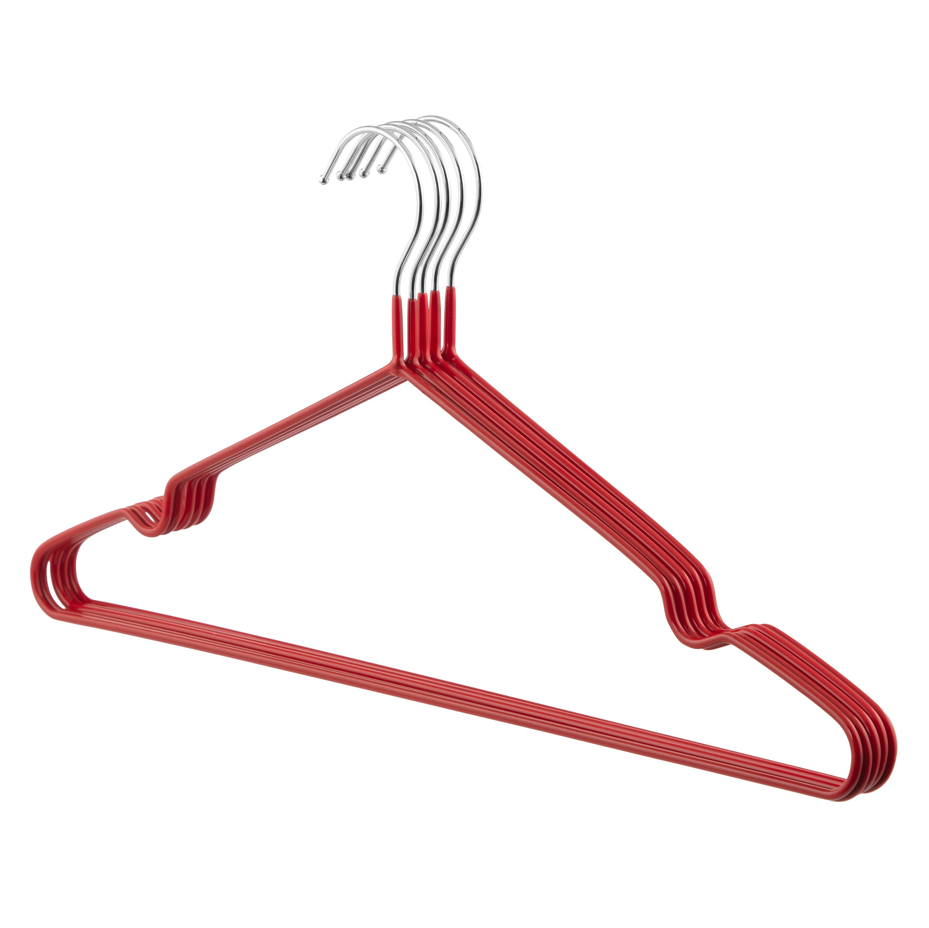 Набор металлических вешалок 40,5 см с ПВХ покрытием красного цвета для одежды