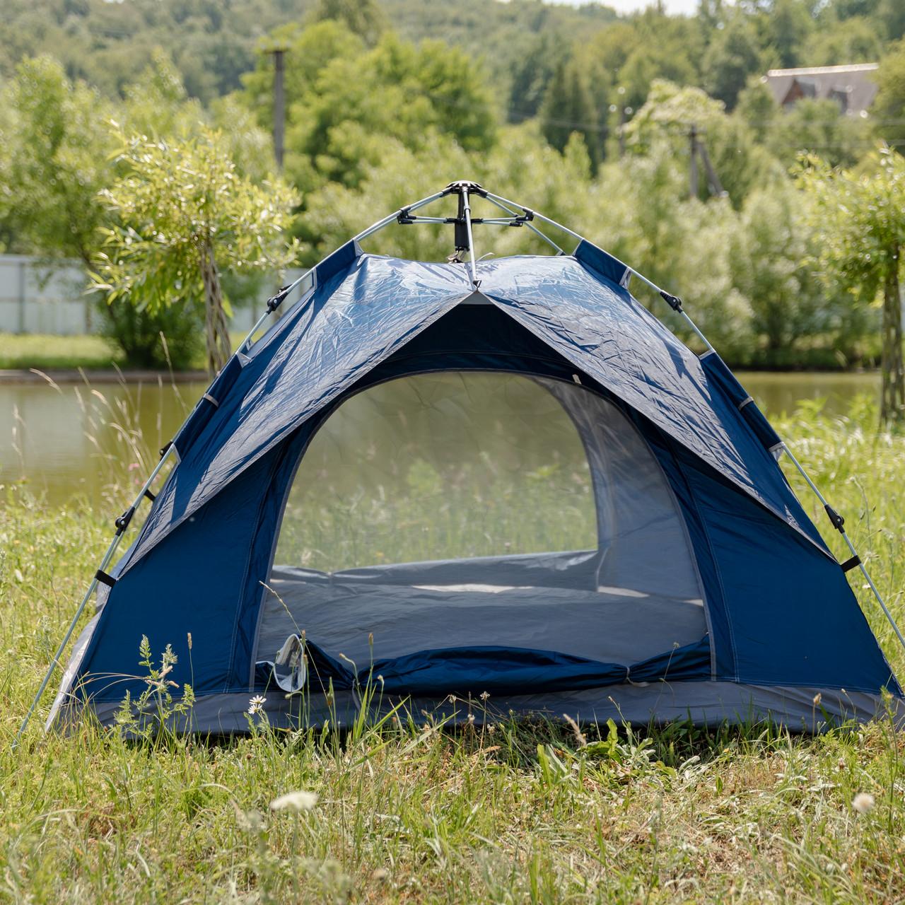 палатка для семейного кемпинга с внутренними карманами и дном оксфорд, вид спереди