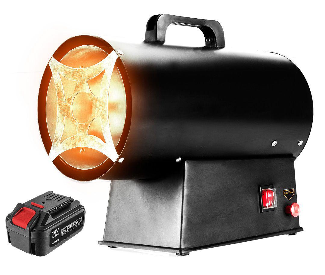 Аккумуляторная газовая пушка 15 кВт с отсеком для 18В аккумулятора и редуктора