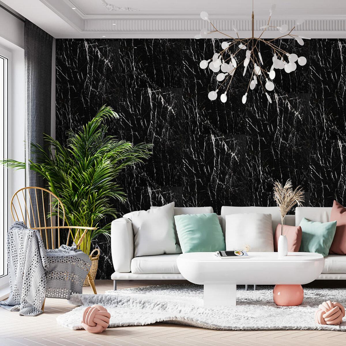 самоклеящаяся стеновая панель 600х3000 мм в интерьере — декоративная панель под мрамор