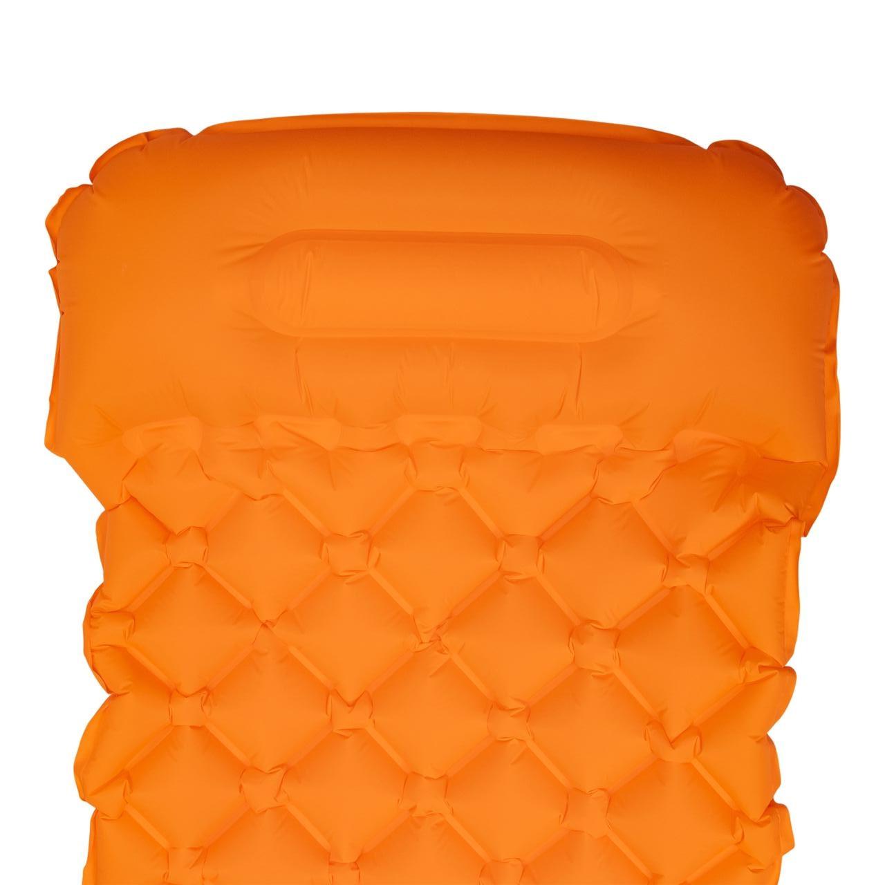 Туристический надувной матрас с подголовником, оранжевый — теплоизолирующий коврик 190х55х3 см