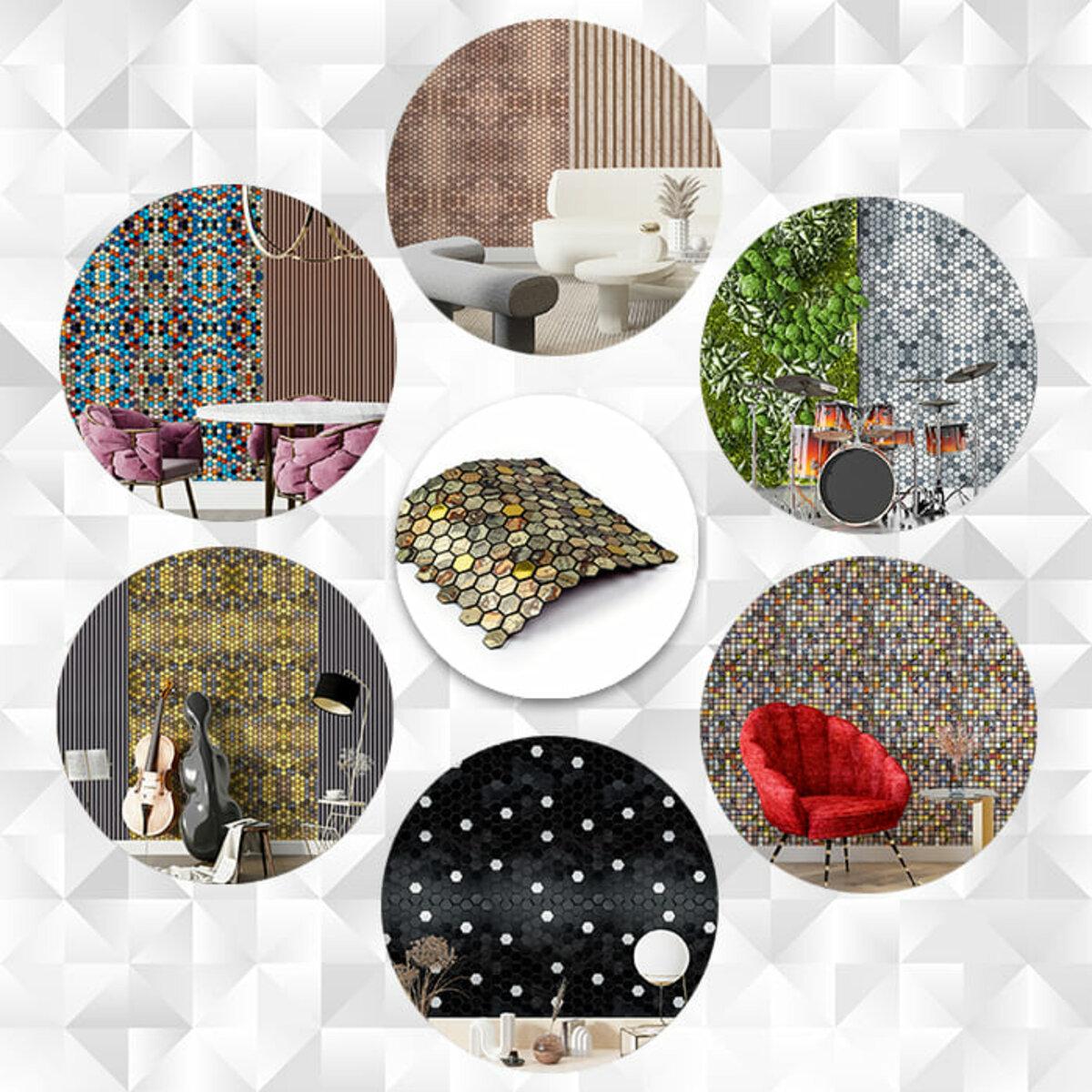 самоклеящаяся алюминиевая плитка 300х300 водоотталкивающая поверхность Золотая чешуя