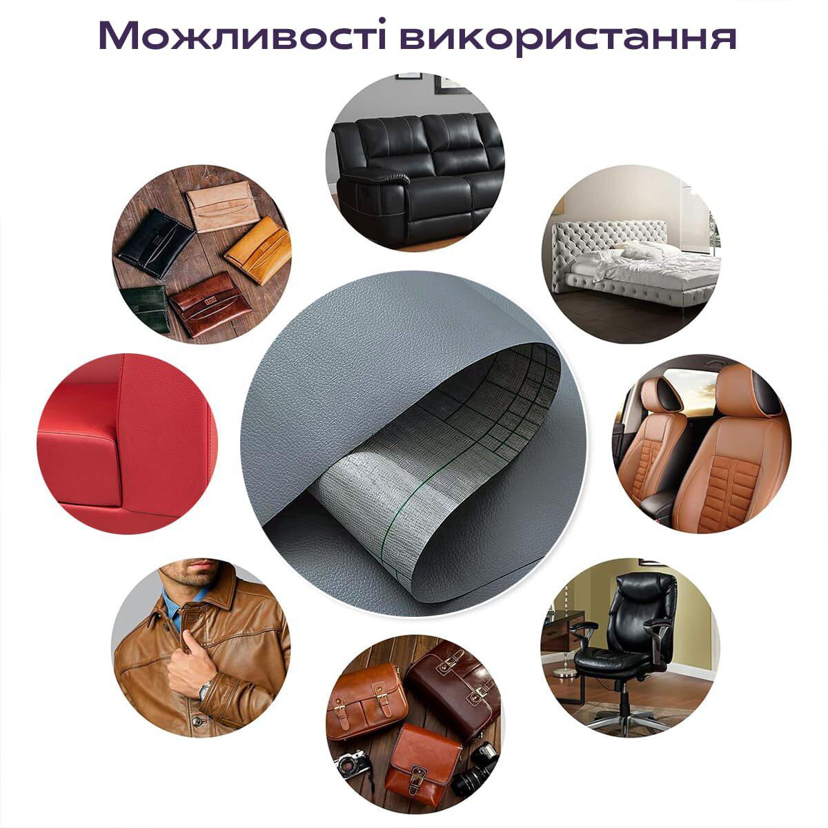 Самоклеящаяся экокожа для реставрации мебели и салона — тёмно‑серый, рулон 1.37x1 м