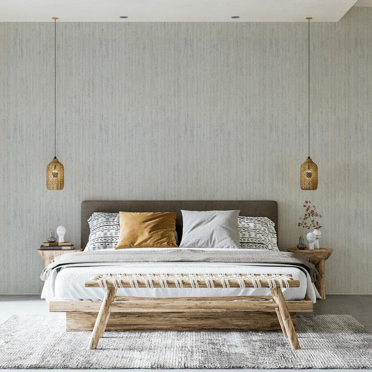 Гнучка штукатурка Світлий граніт у сучасній спальні на стіні