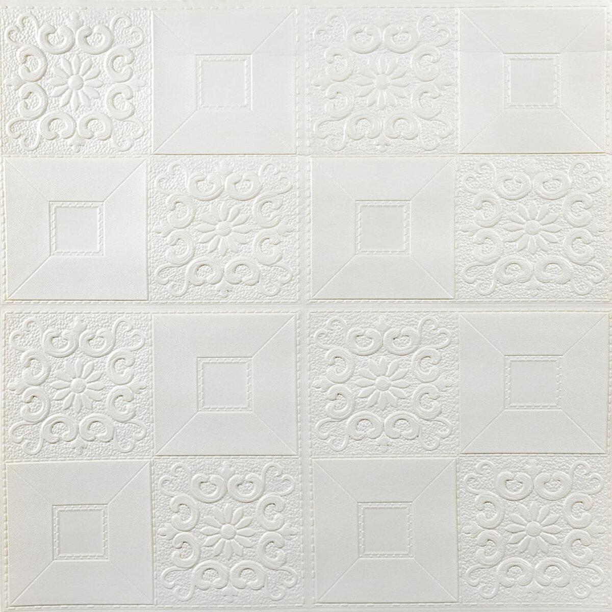 Біла декоративна 3D панель з рельєфним візерунком під цеглу для стін і стелі