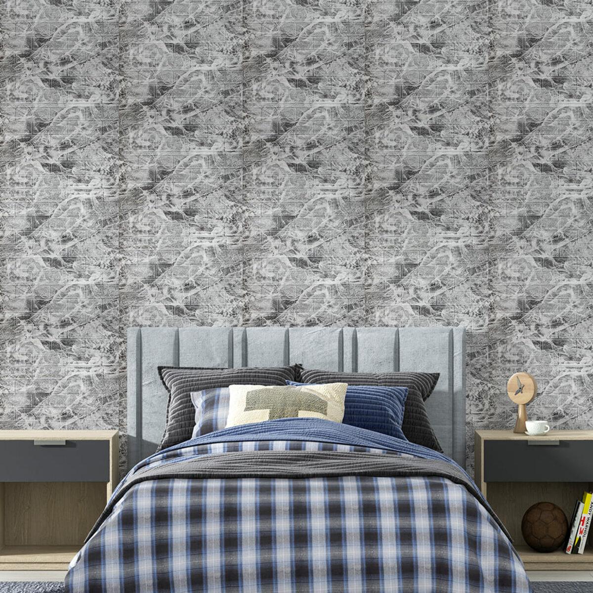 3D панель рулонная под черный мрамор в интерьере — самоклеящаяся панель 3080x700x3 мм